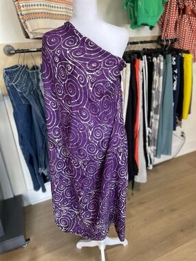 Purple One-Shoulder Swim Sarong Cover-Up